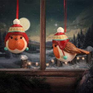 Robin Winter Bobble Hanging Ornament
