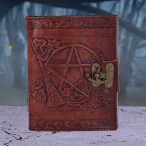 Pentagram Leather Emboss Journal+Lock(SIW) | Grimoires | Niffty Witchy Supplies UK