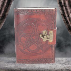 Pentagram Leather Embossed Journal & Lock | Grimoires | Niffty Witchy Supplies UK