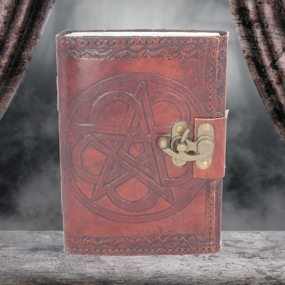 Pentagram Leather Embossed Journal & Lock | Grimoires | Niffty Witchy Supplies UK