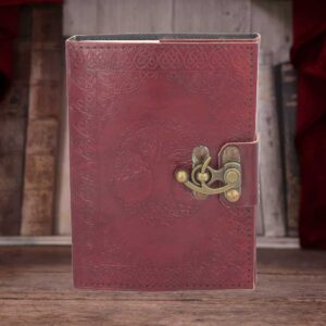Tree Of Life Leather Journal w/lock 13 x 18cm | Grimoires | Niffty Witchy Supplies UK