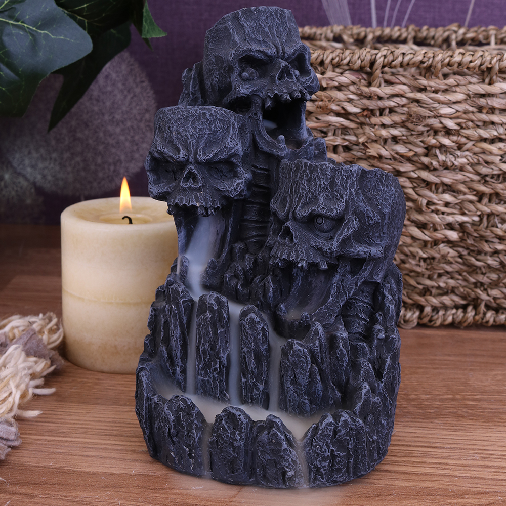 Skull Backflow Incense Tower 17.5cm | Decor | Niffty Witchy Supplies UK