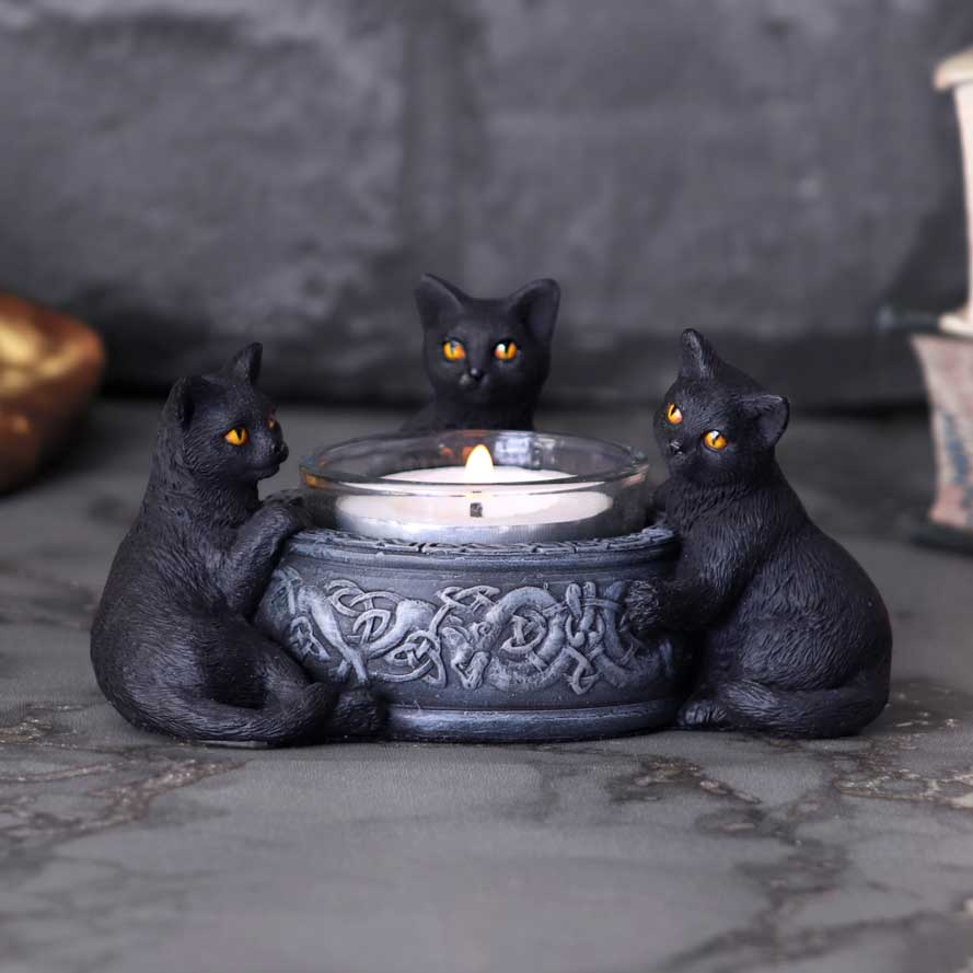 Familiar Trio Tea Light Holder 10cm | Decor | Niffty Witchy Supplies UK