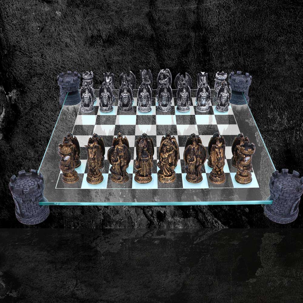 Kingdom Of The Dragon Chess Set 43cm | Decor | Niffty Witchy Supplies UK
