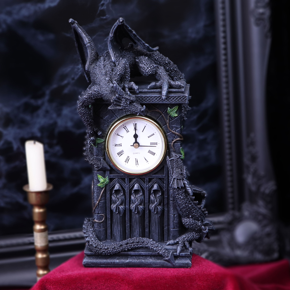 Duelling Dragons Clock (26cm) | Decor | Niffty Witchy Supplies UK