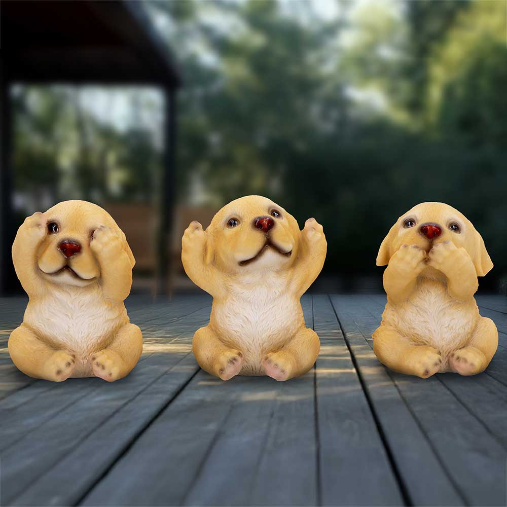 Three Wise Golden Labradors 7.5cm | Decor | Niffty Witchy Supplies UK