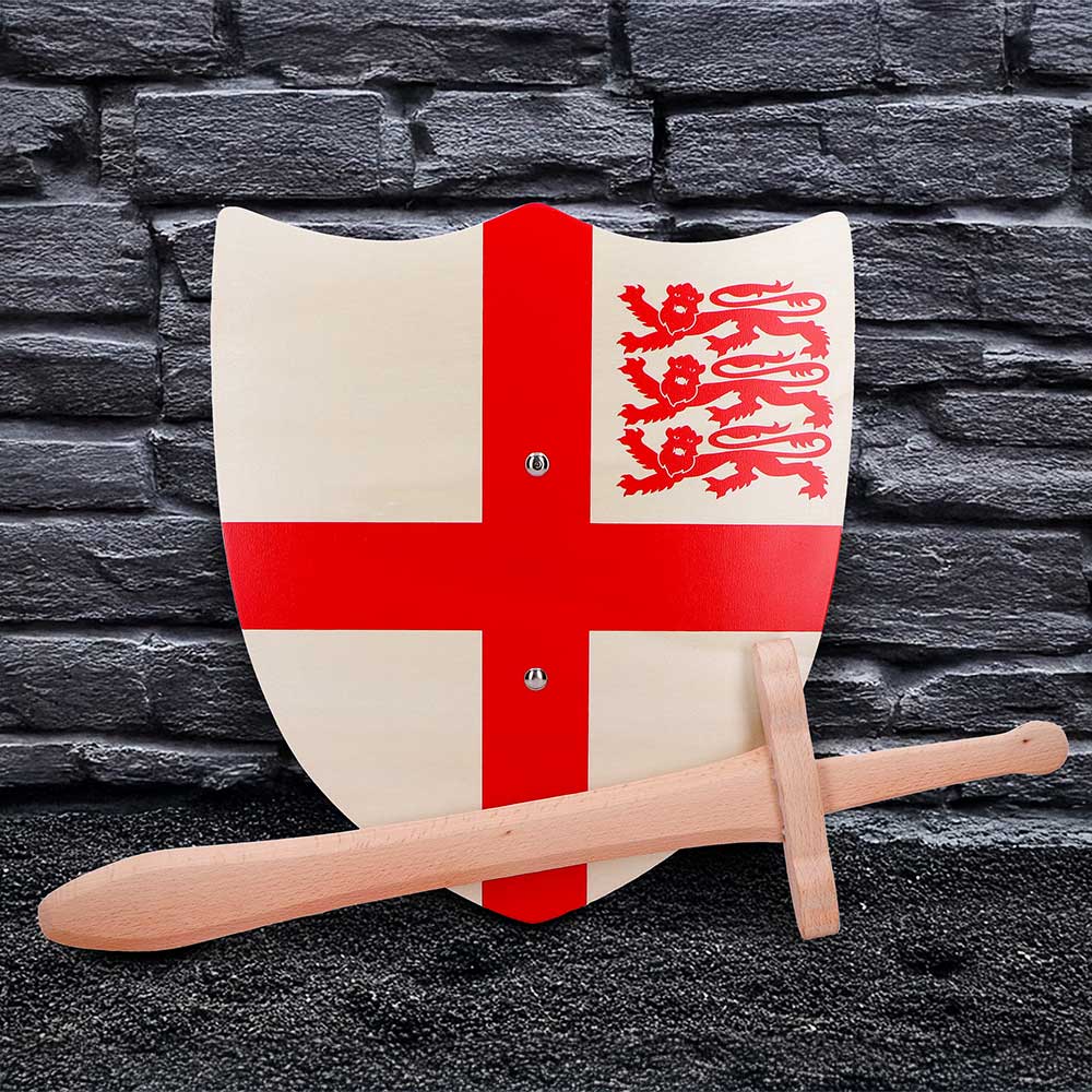 St. George Shield 35cm & Wooden Sword 34cm | Decor | Niffty Witchy Supplies UK