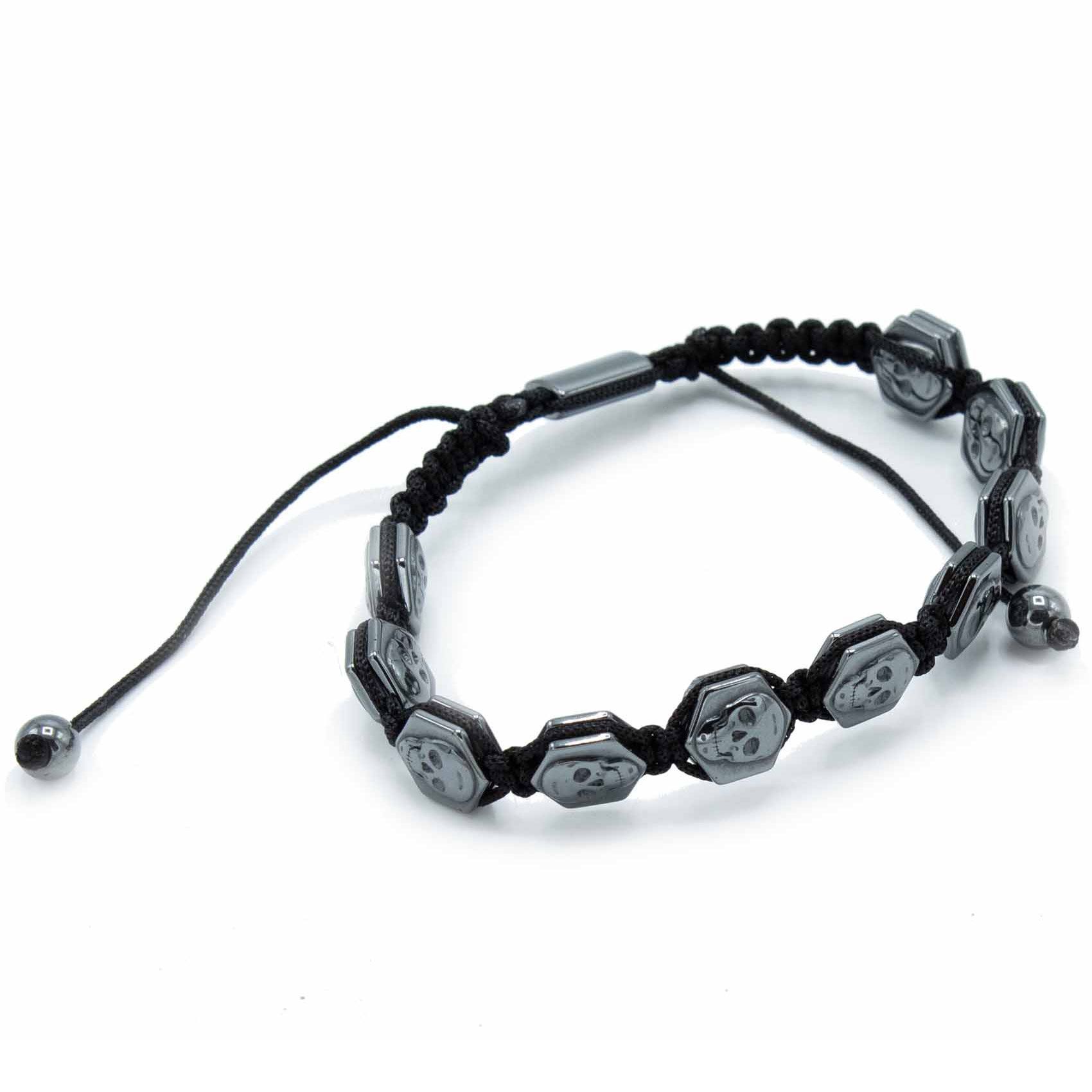 Magnetic Hematite Shamballa Bracelet - Hexagon Skulls - Image 2