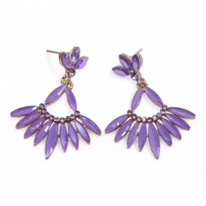 Lavender - Vintage Glass - Long Drop - Earrings