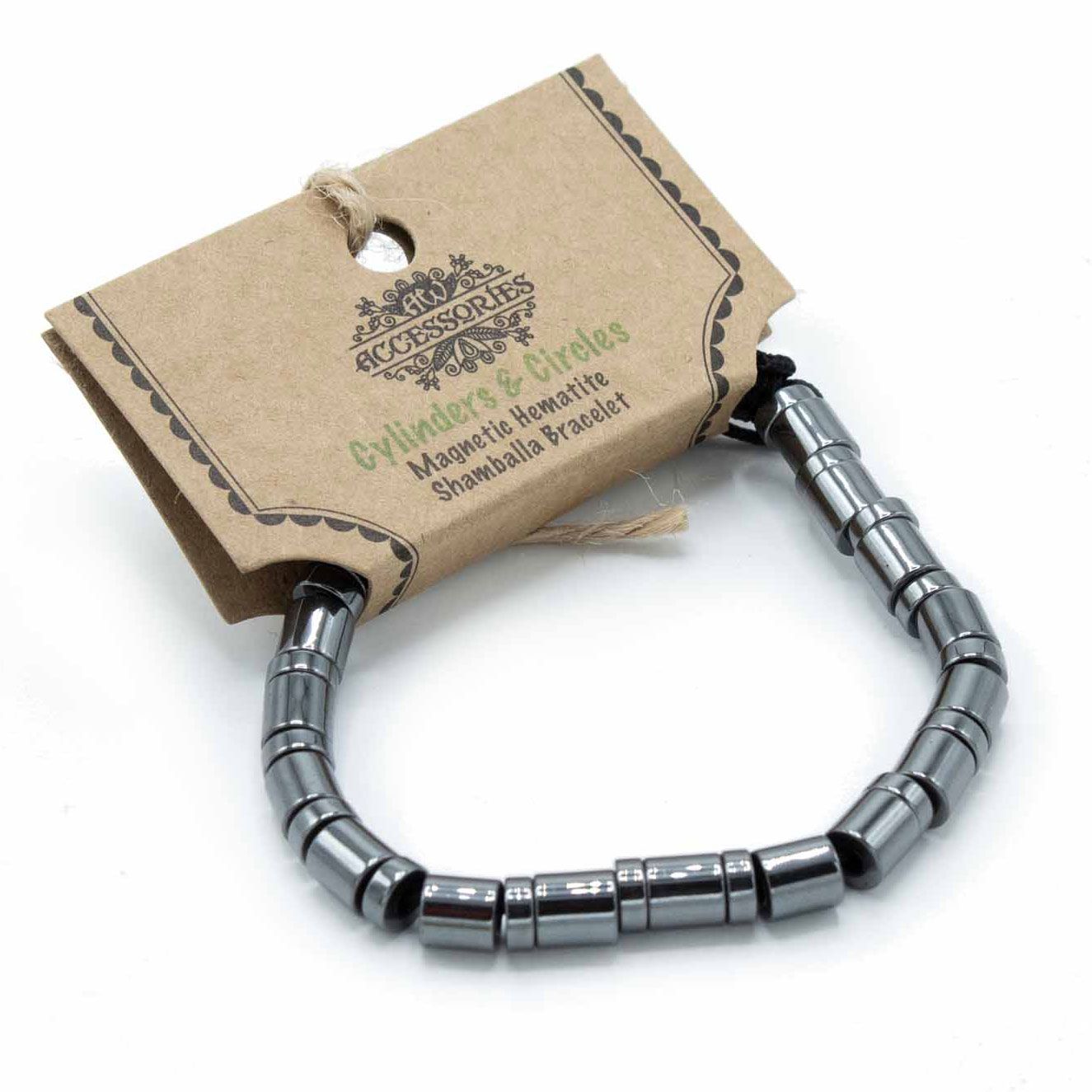 Magnetic Hematite Shamballa Bracelet - Cylinders & Circles - Image 2