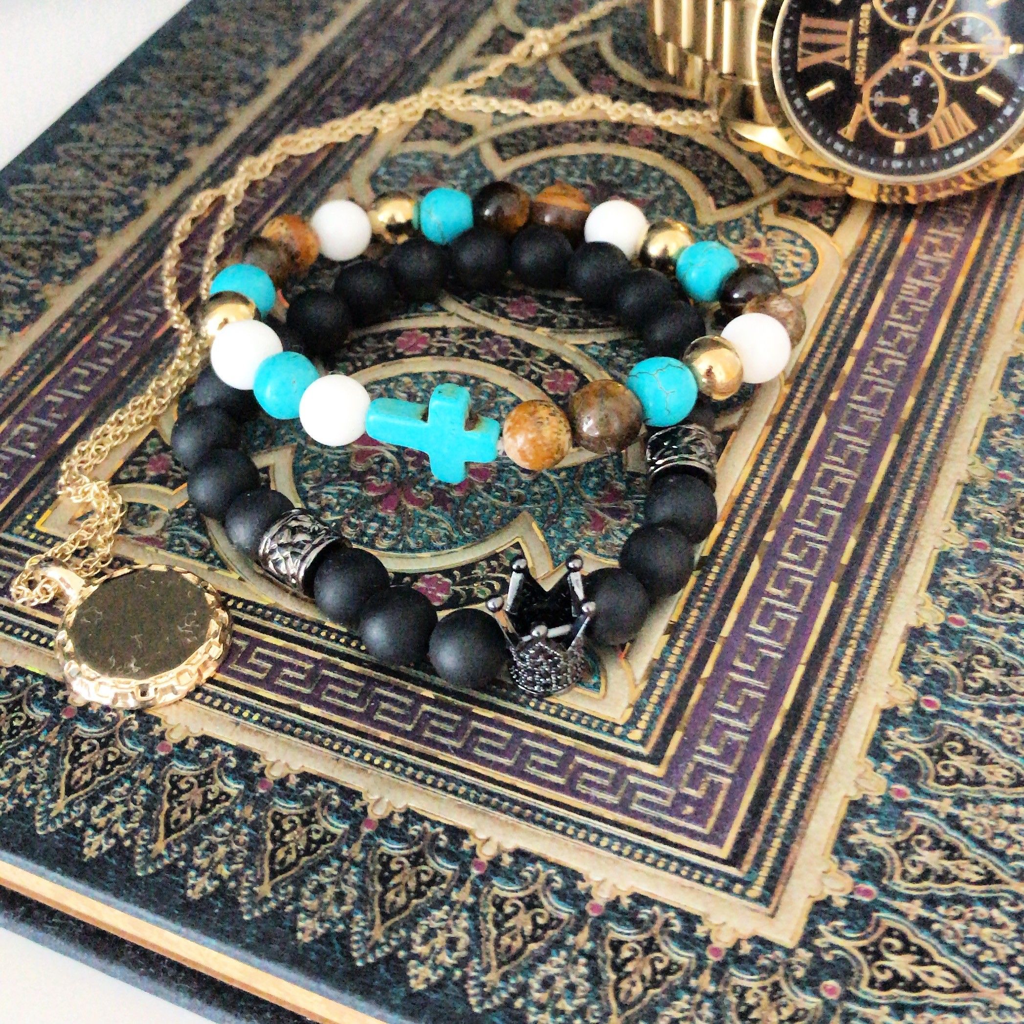 Crown Ingot / Grey Agate - Gemstone Bracelet - Image 2