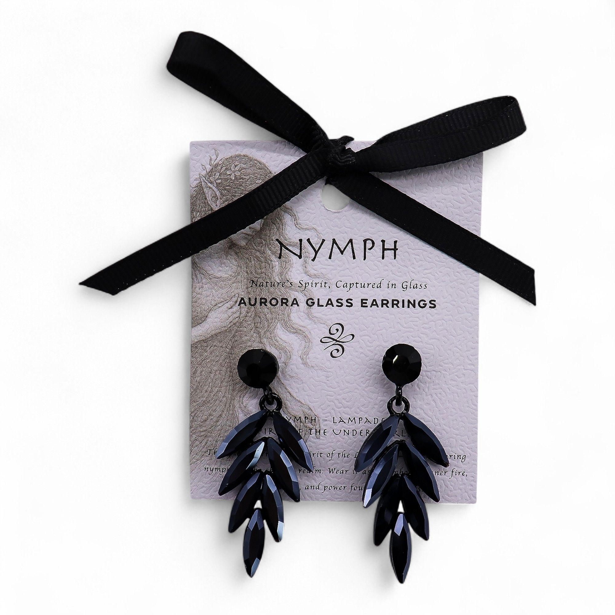 Jet Black - Vintage Glass - Long Drop - Earrings - Image 3