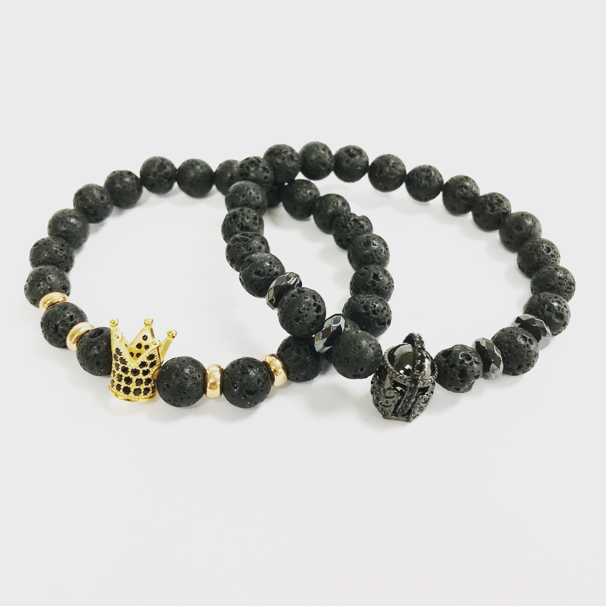 Crystal Crown / Black Agate - Gemstone Bracelet - Image 4
