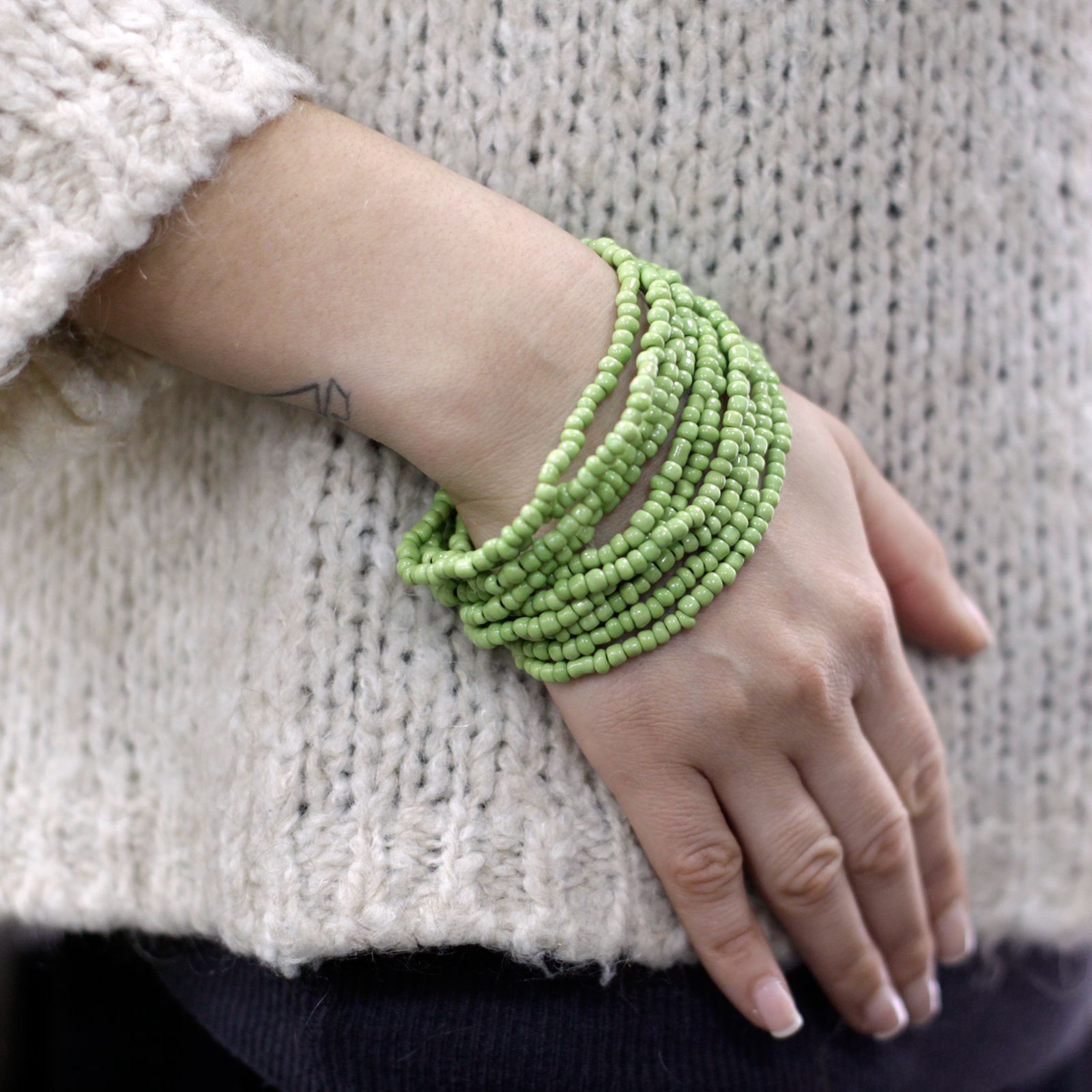 Multi-Bead Bangle Wooden Clasp - Assorted Colours - Image 3