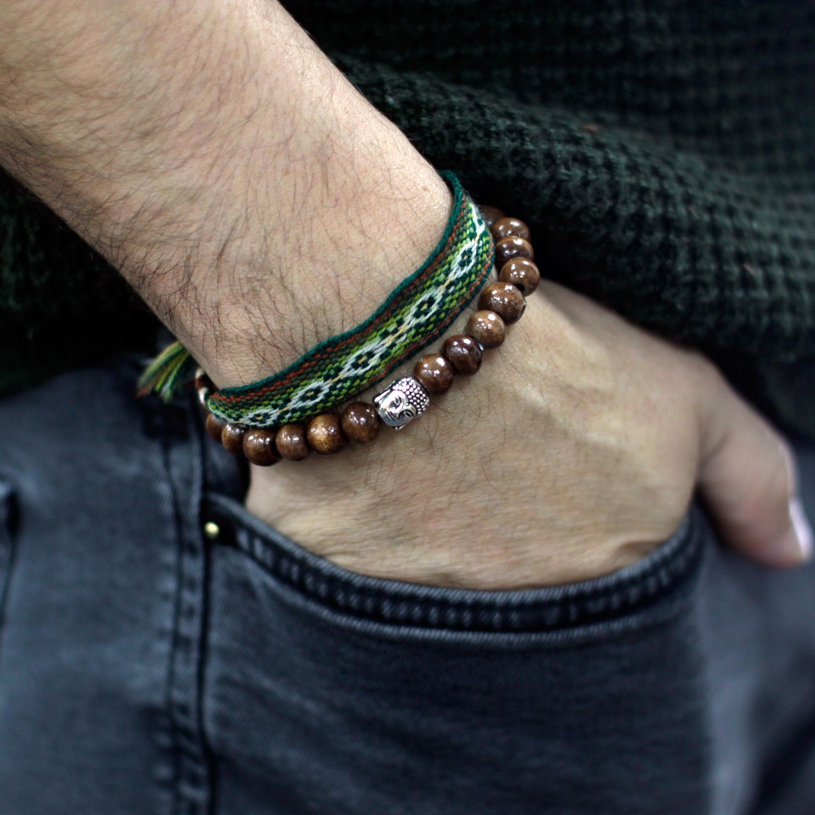 Brown Beads & Buddah Bangle - Image 3