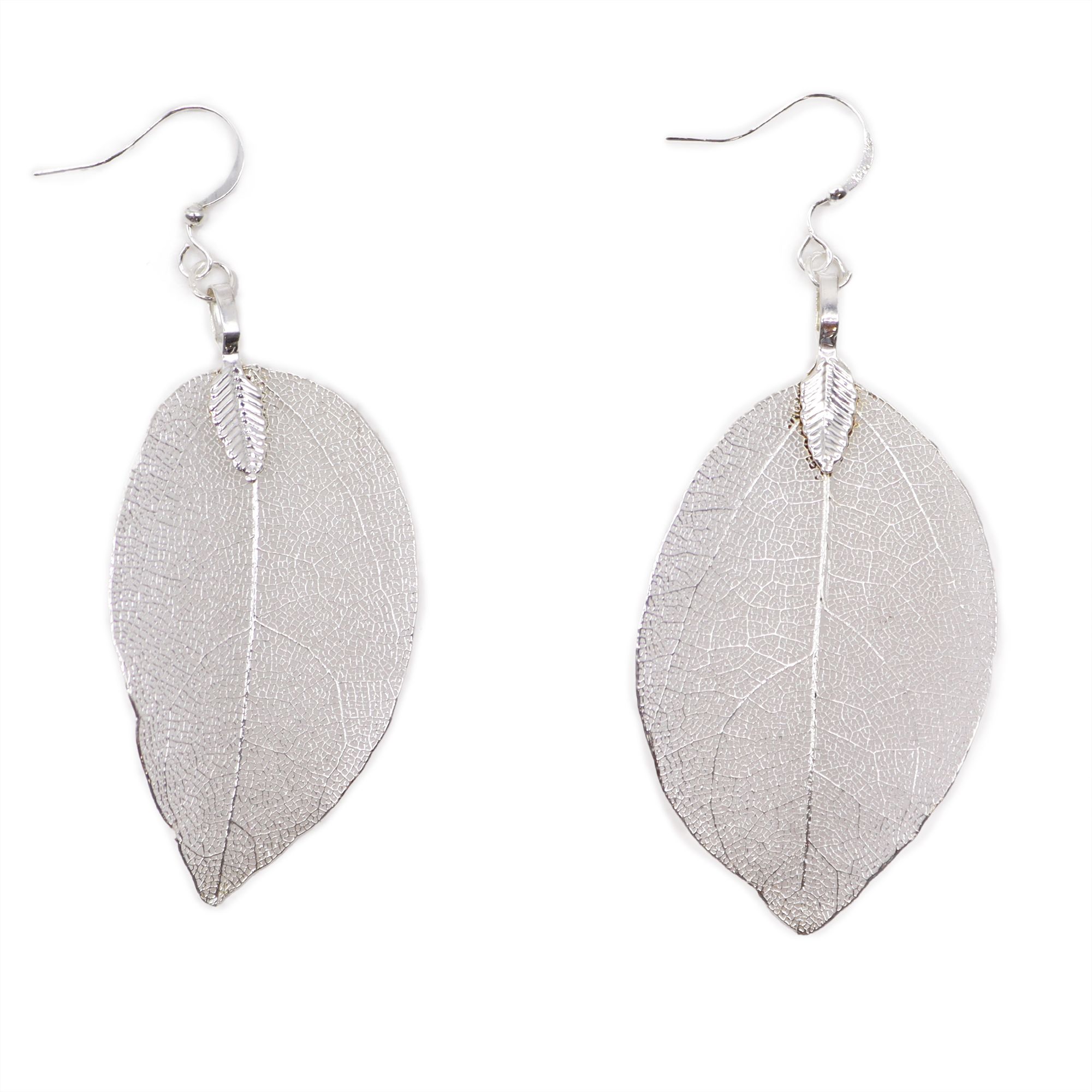Earrings - Bravery Leaf - Silver - Image 4
