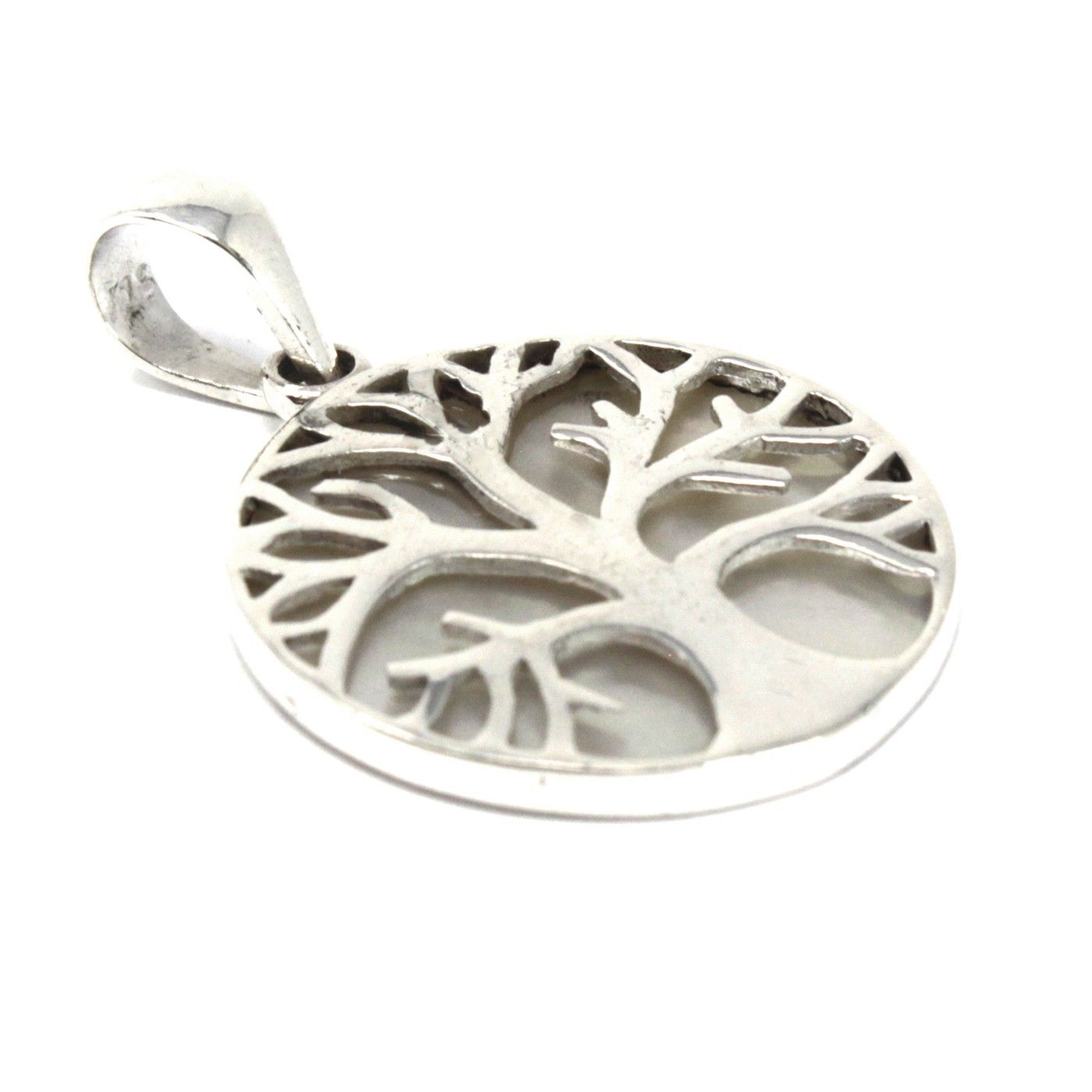 Tree of Life Silver Pendant 22mm - Mother of Pearl - Image 2