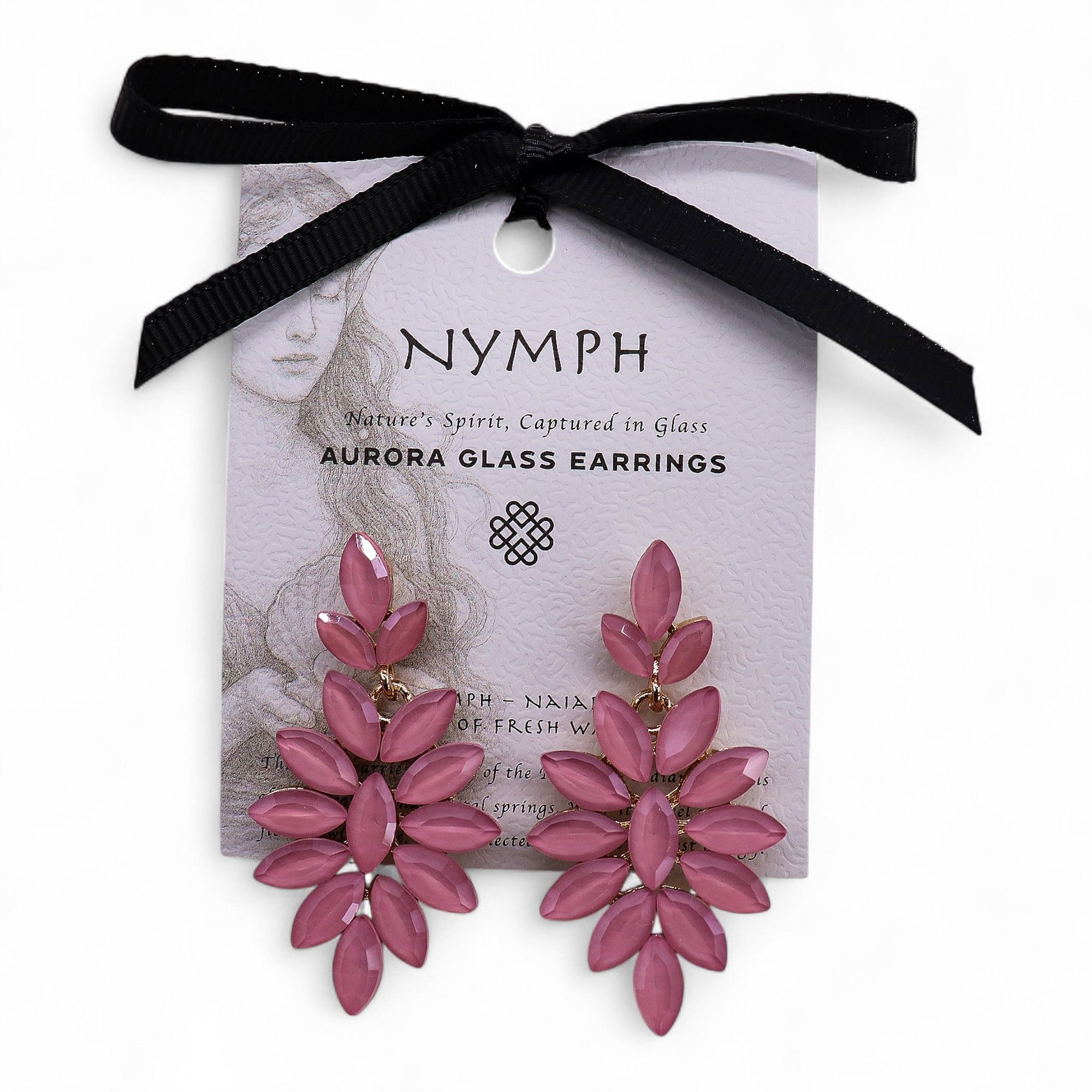 Soft Pink - Vintage Glass - Long Drop - Earrings - Image 3