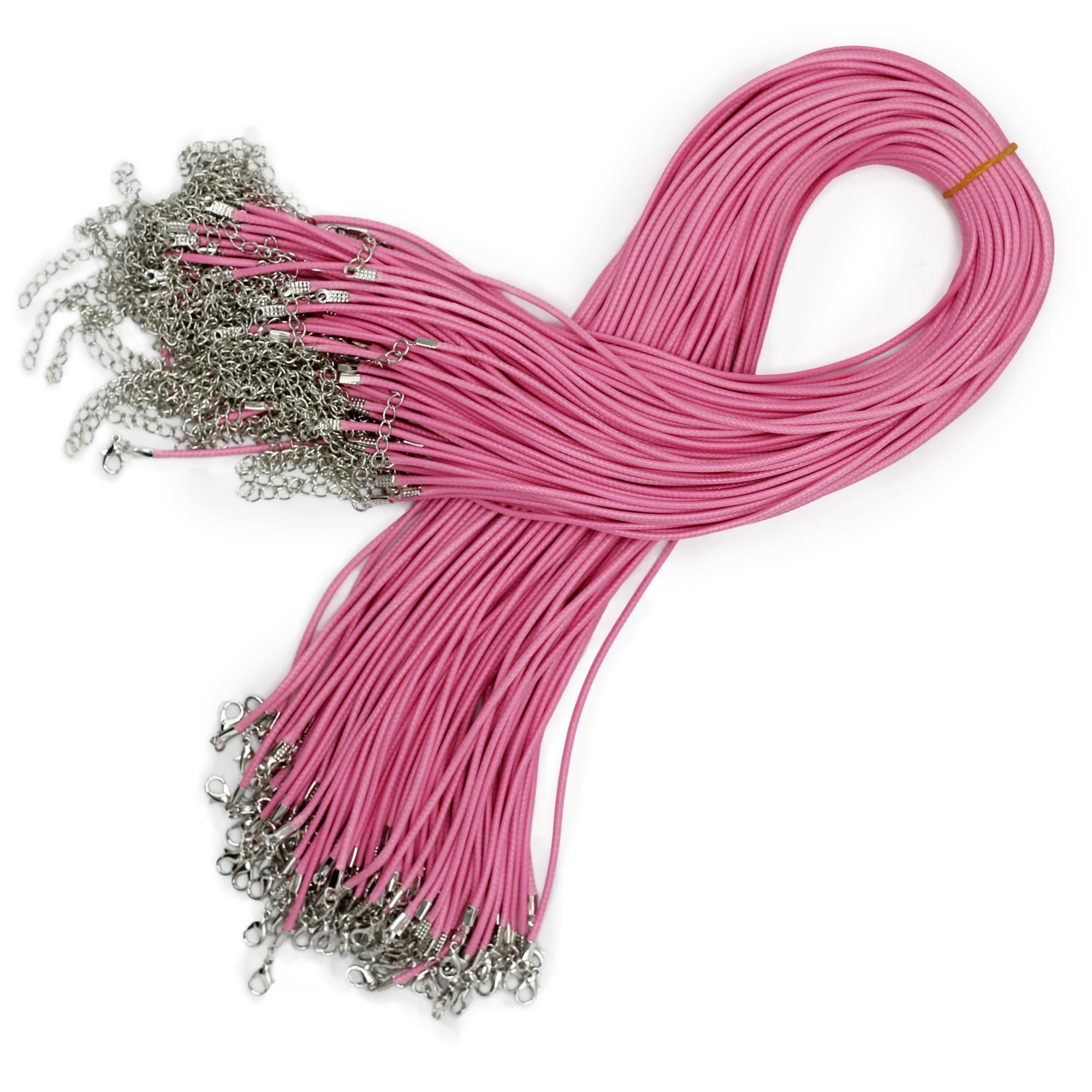 Waxed Pendant Cord - 2mm x 55cm - Pink 102 - Image 2