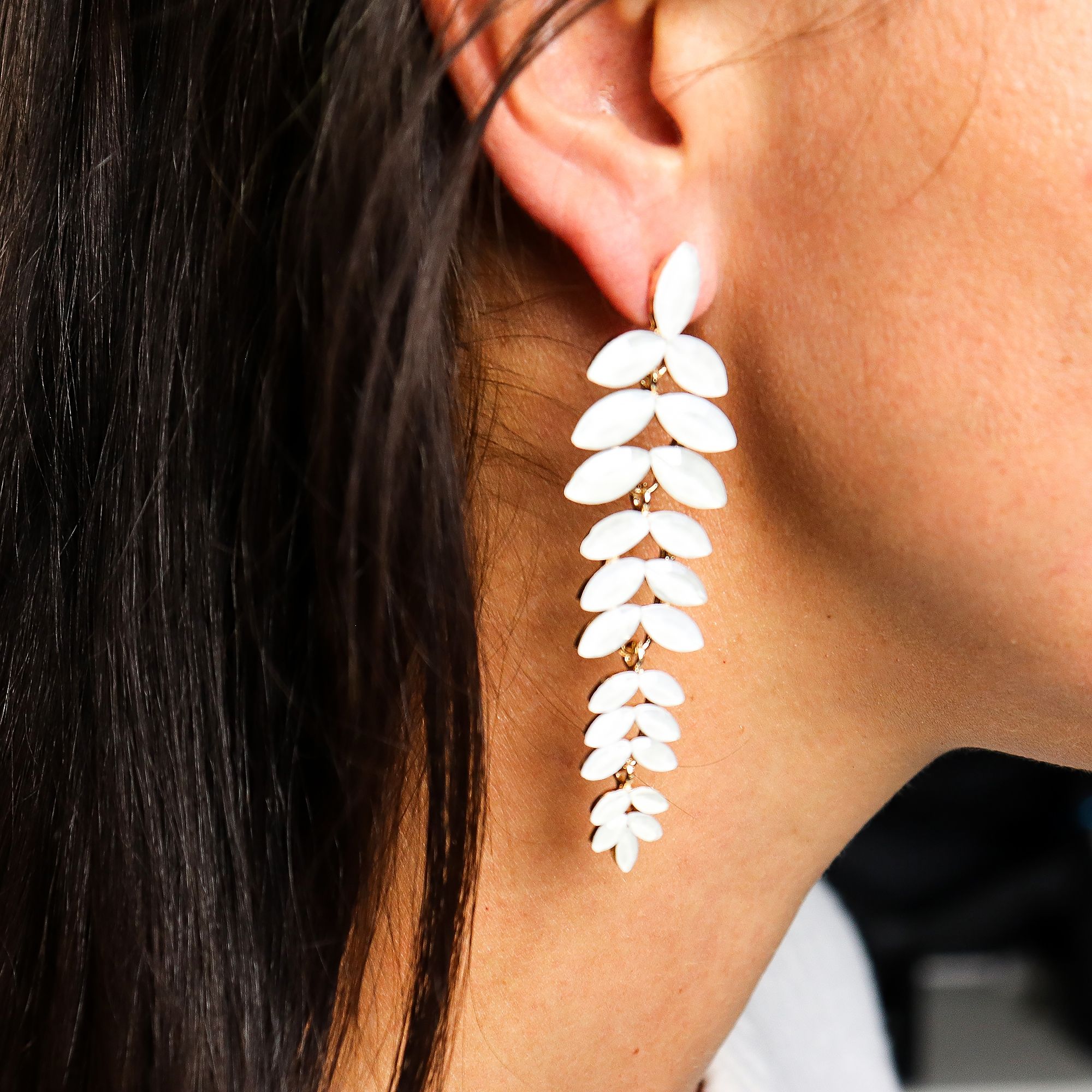 Pearl - Vintage Glass - Long Drop - Earrings - Image 2