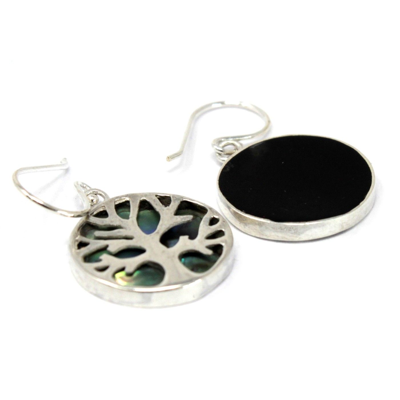 Tree of Life Silver Earrings 15mm - Abalone - Image 2
