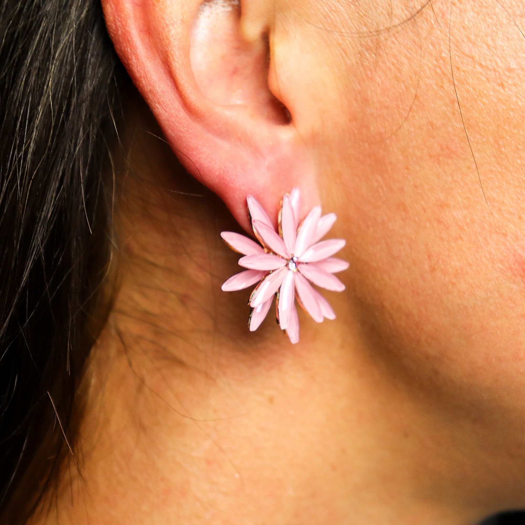 Soft Pink - Vintage Glass - Flowers - Earrings - Image 5