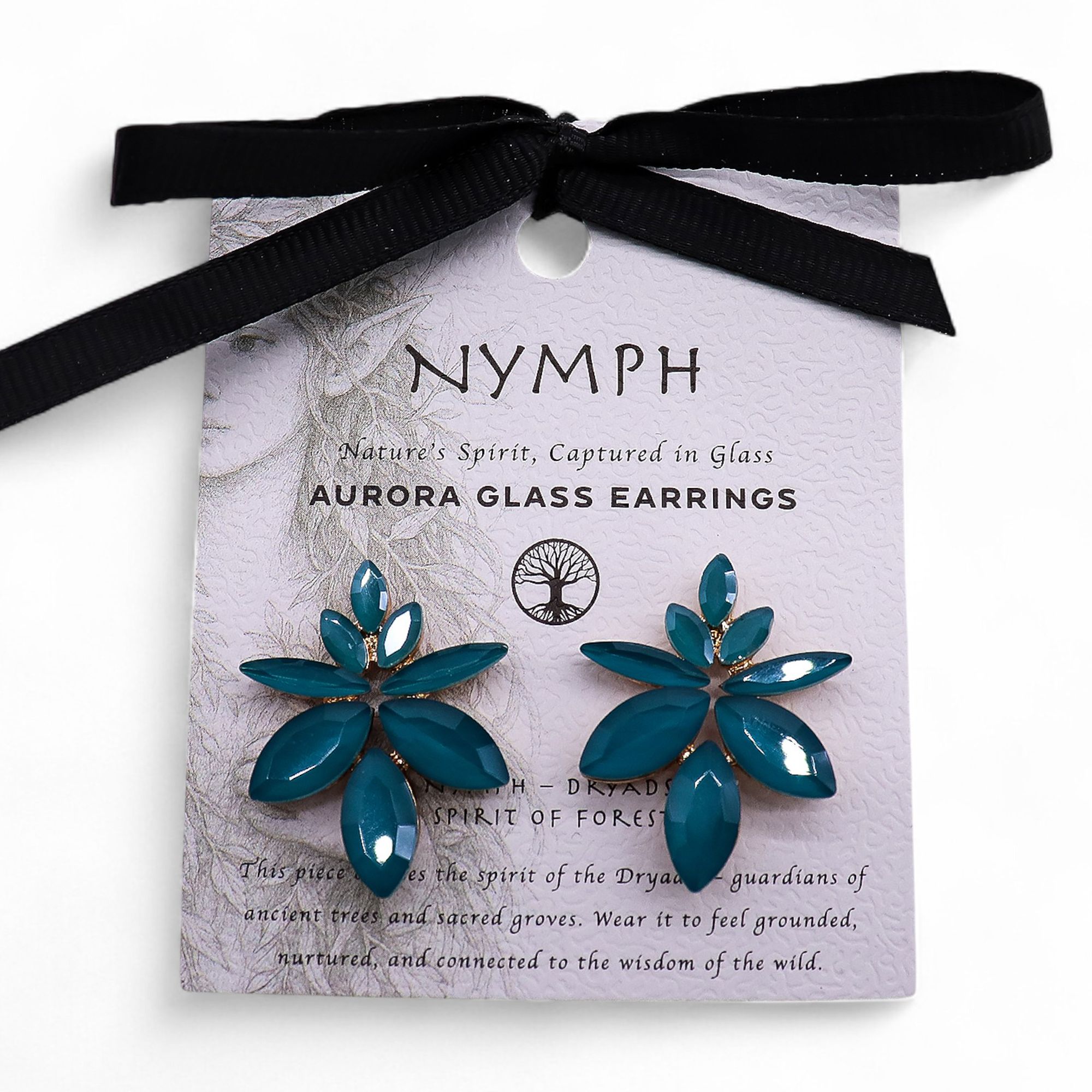 Teal Green - Vintage Glass - Flowers - Earrings - Image 4