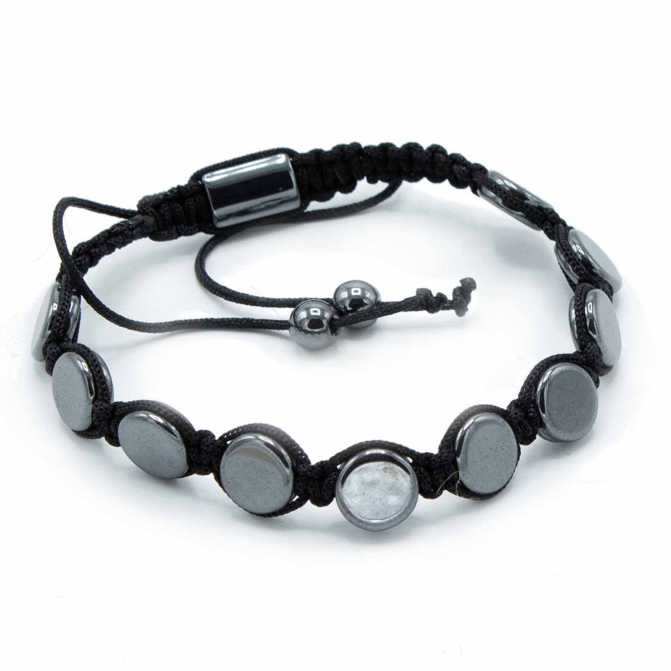 Magnetic Hematite Shamballa Bracelet - Round Flats - Image 2