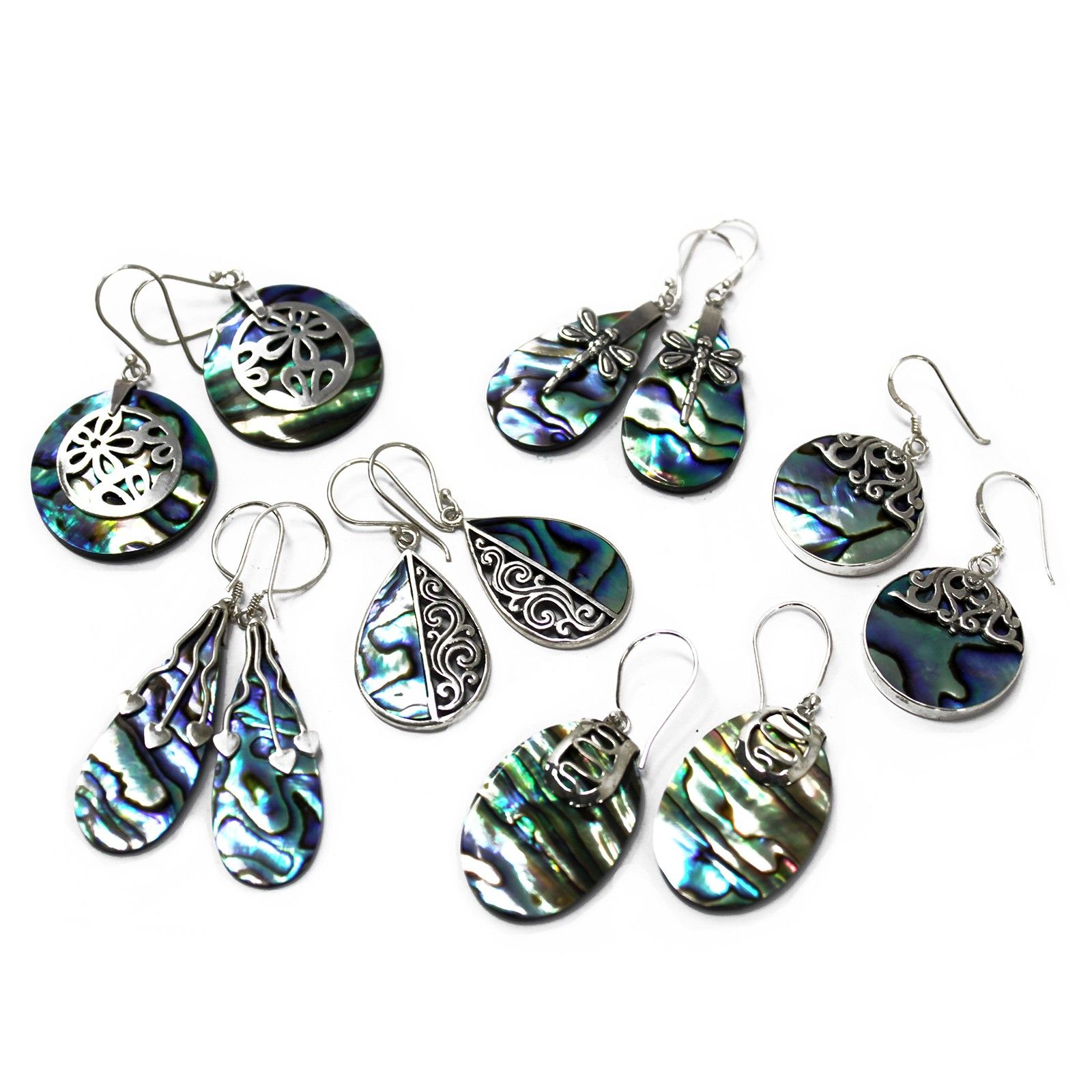 Shell & Silver Earrings - Classic Disc - Abalone - Image 2
