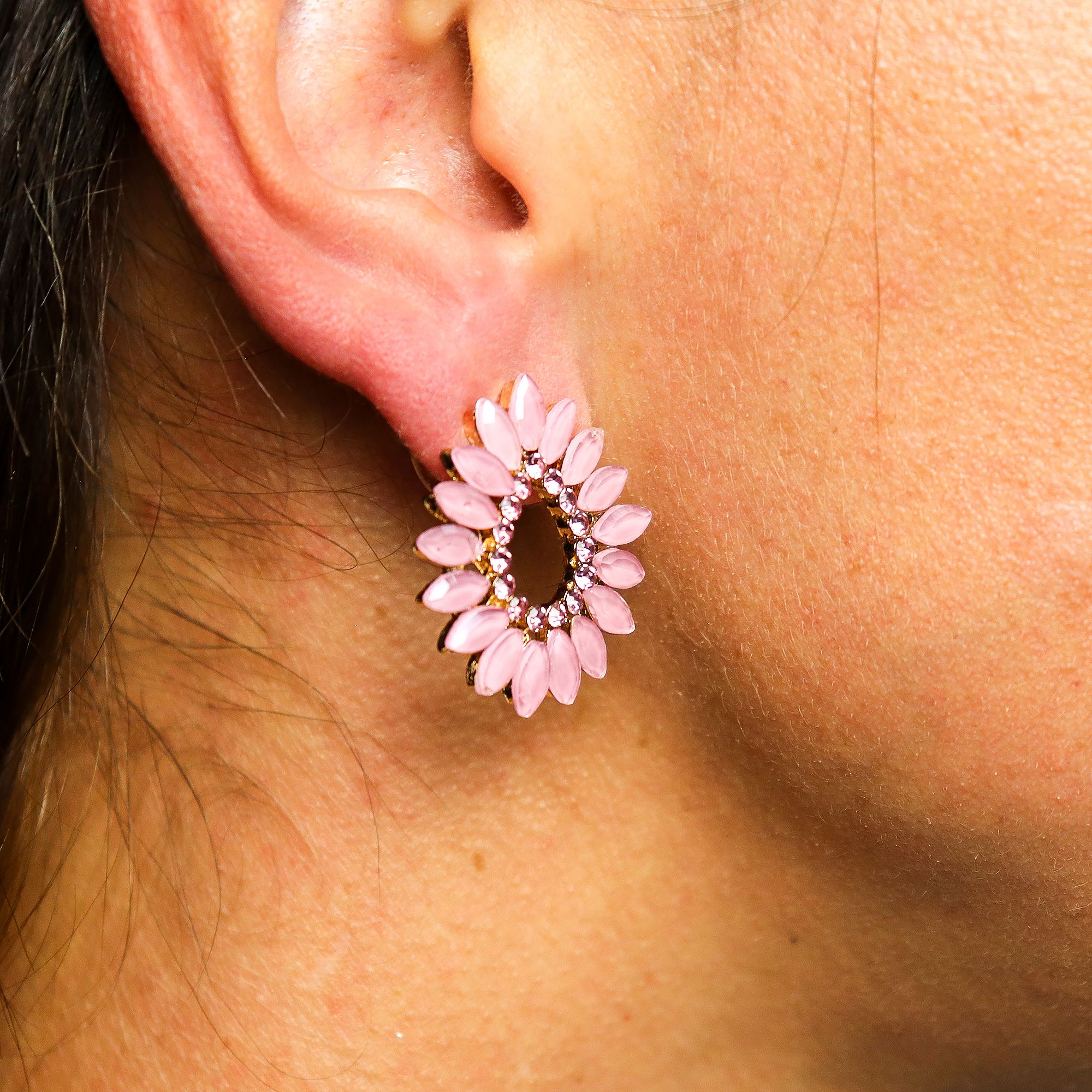 Soft Pink - Vintage Glass - Loop - Earrings - Image 7