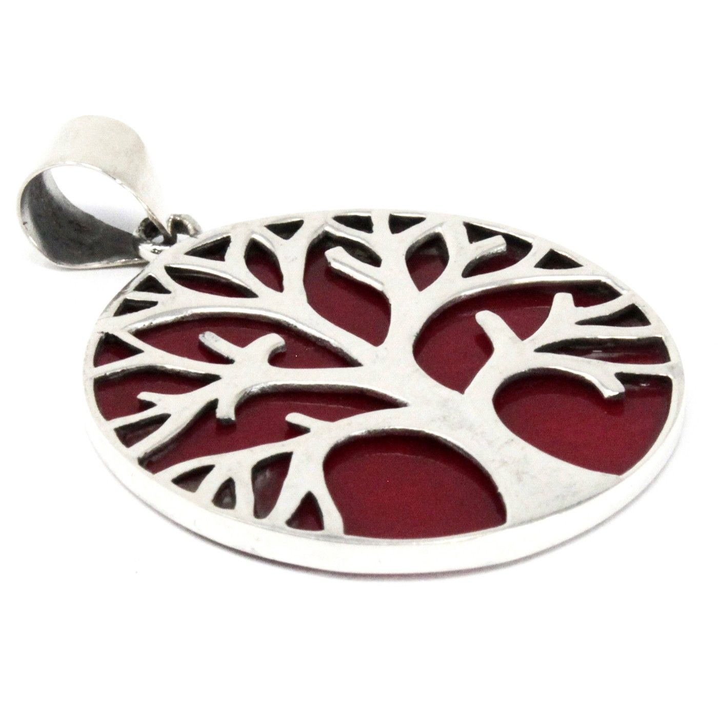 Tree of Life Silver Pendant 30mm - Coral Effect - Image 3