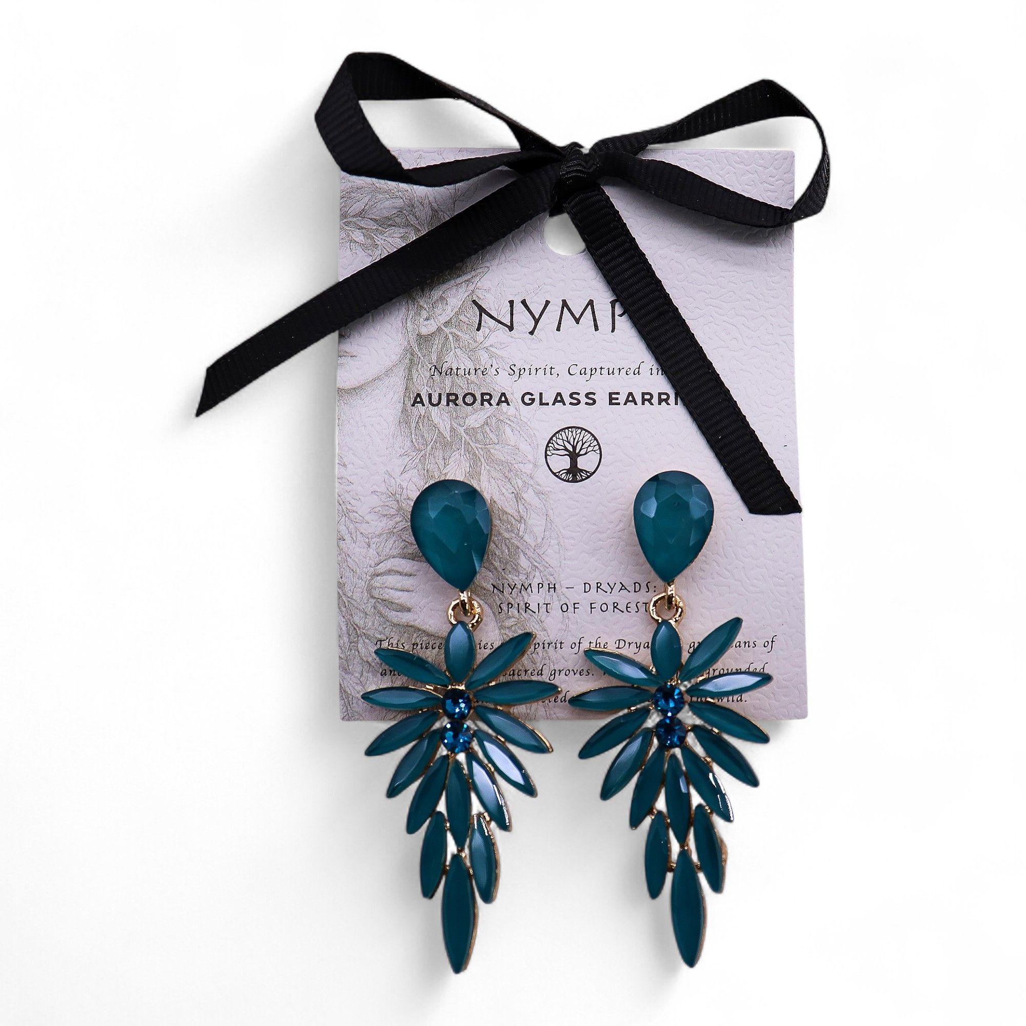 Teal Green - Vintage Glass - Long Drop - Earrings - Image 3
