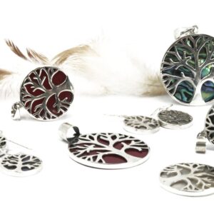 Tree of Life Silver Pendant 30mm - Coral Effect