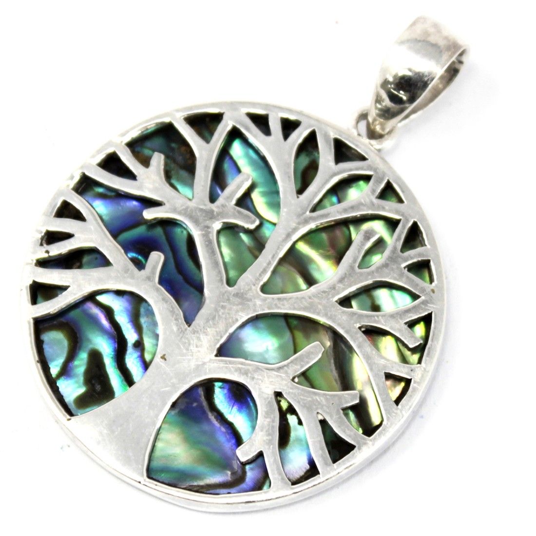 Tree of Life Silver Pendant 30mm - Abalone - Image 5