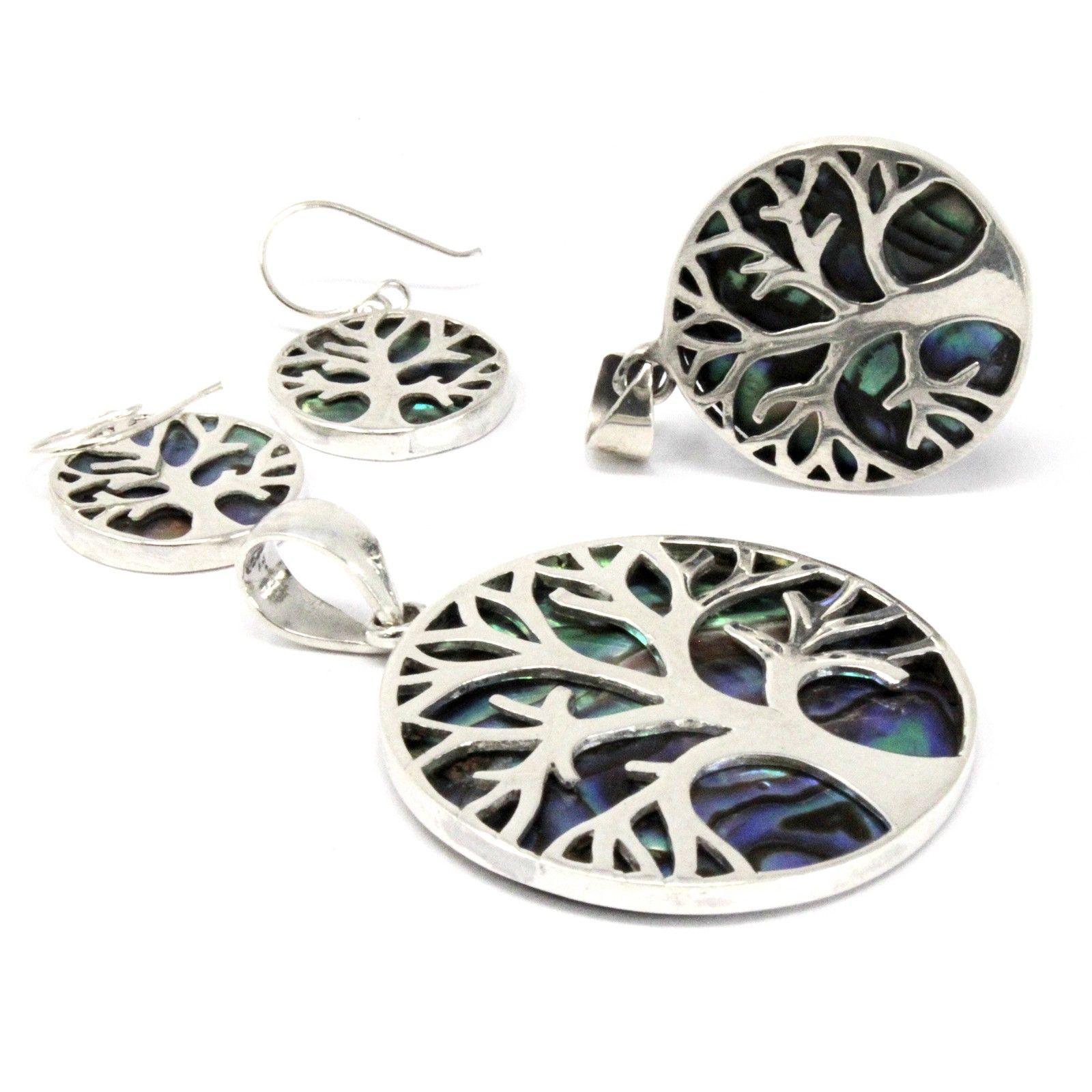 Tree of Life Silver Pendant 30mm - Abalone - Image 3