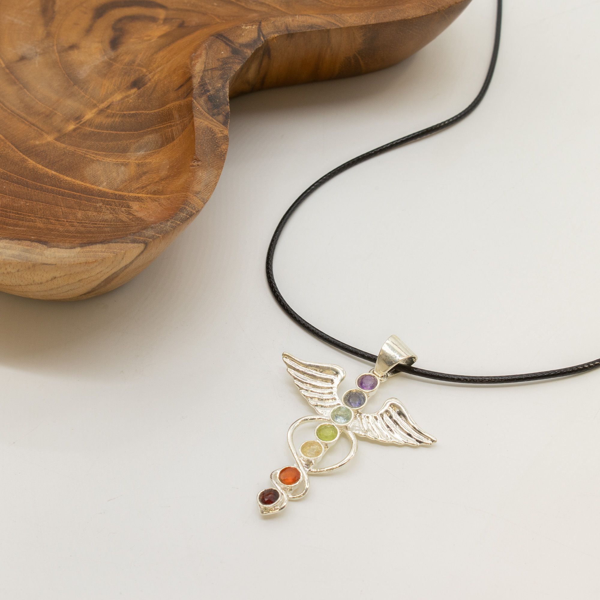 Indian Devotional Pendant - Silver Plated (45cm Cord)- Angel Chakra - Image 4