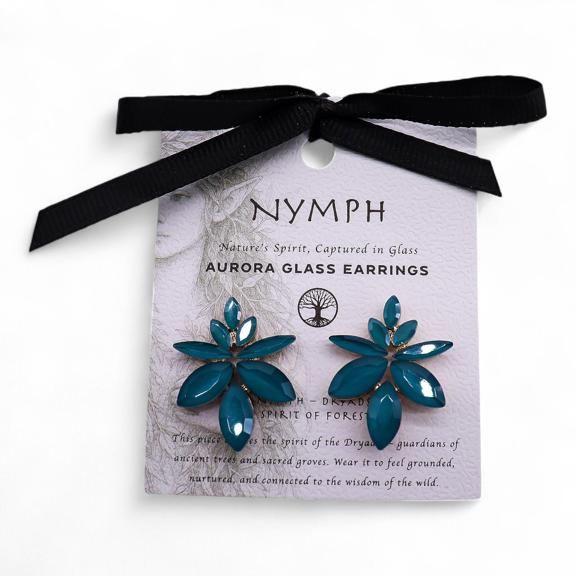 Teal Green - Vintage Glass - Flowers - Earrings - Image 6