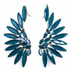 Teal Green - Vintage Glass - Angel Wings - Earrings