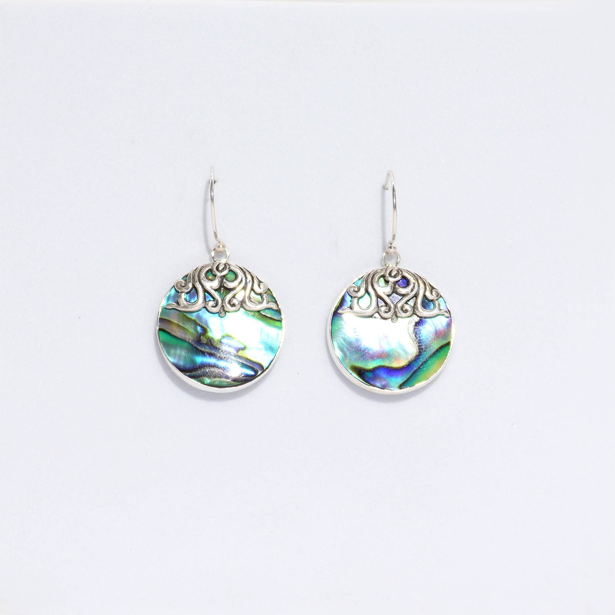 Shell & Silver Earrings - Classic Disc - Abalone - Image 5