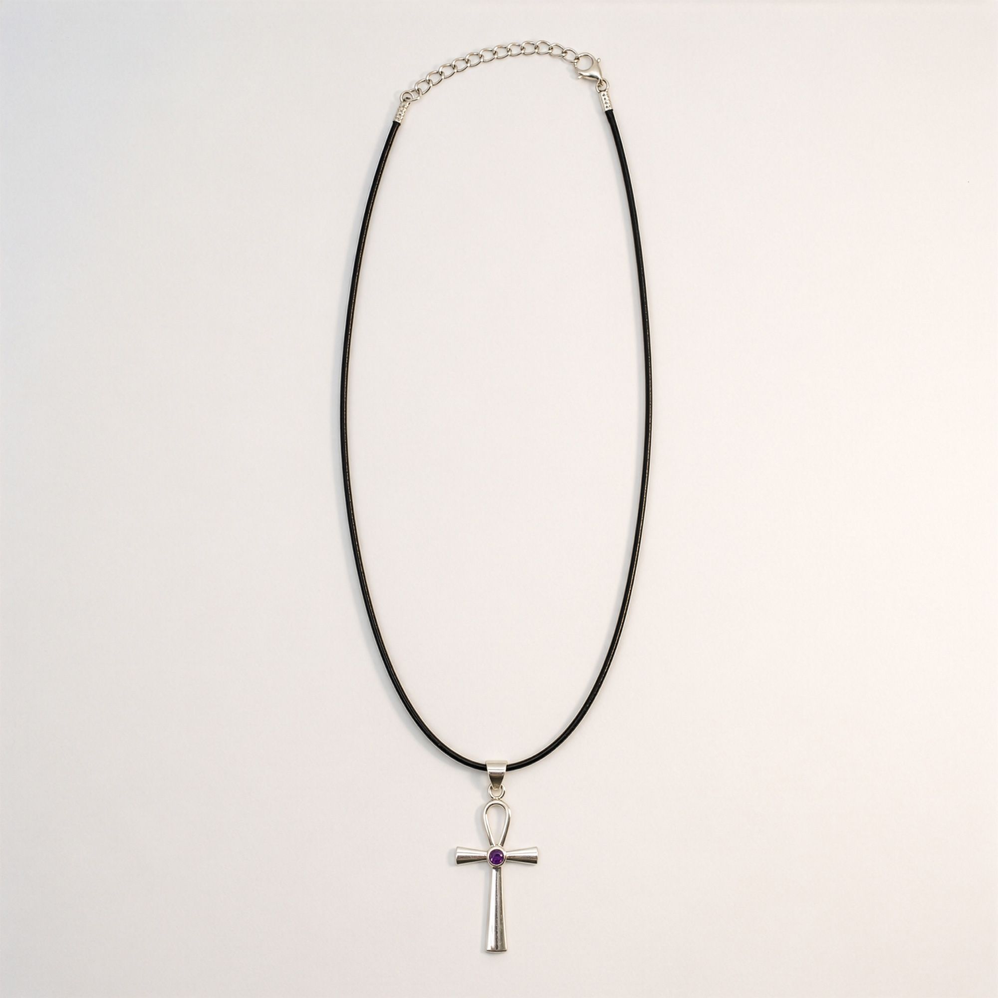 Indian Devotional Pendant - Silver Plated (45cm Cord)- Ankh Symbol of Eternal Life - Image 3