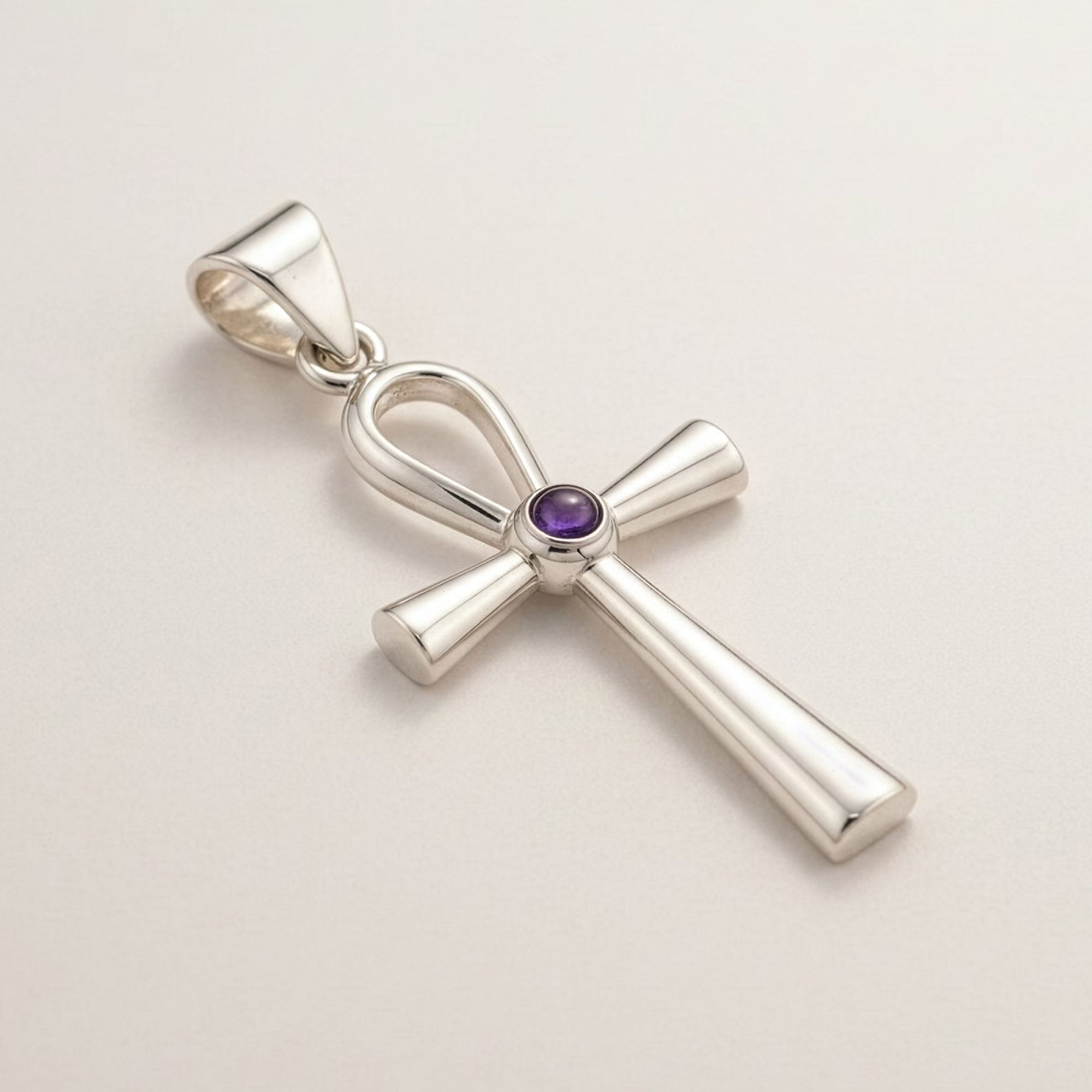 Indian Devotional Pendant - Silver Plated (45cm Cord)- Ankh Symbol of Eternal Life - Image 2