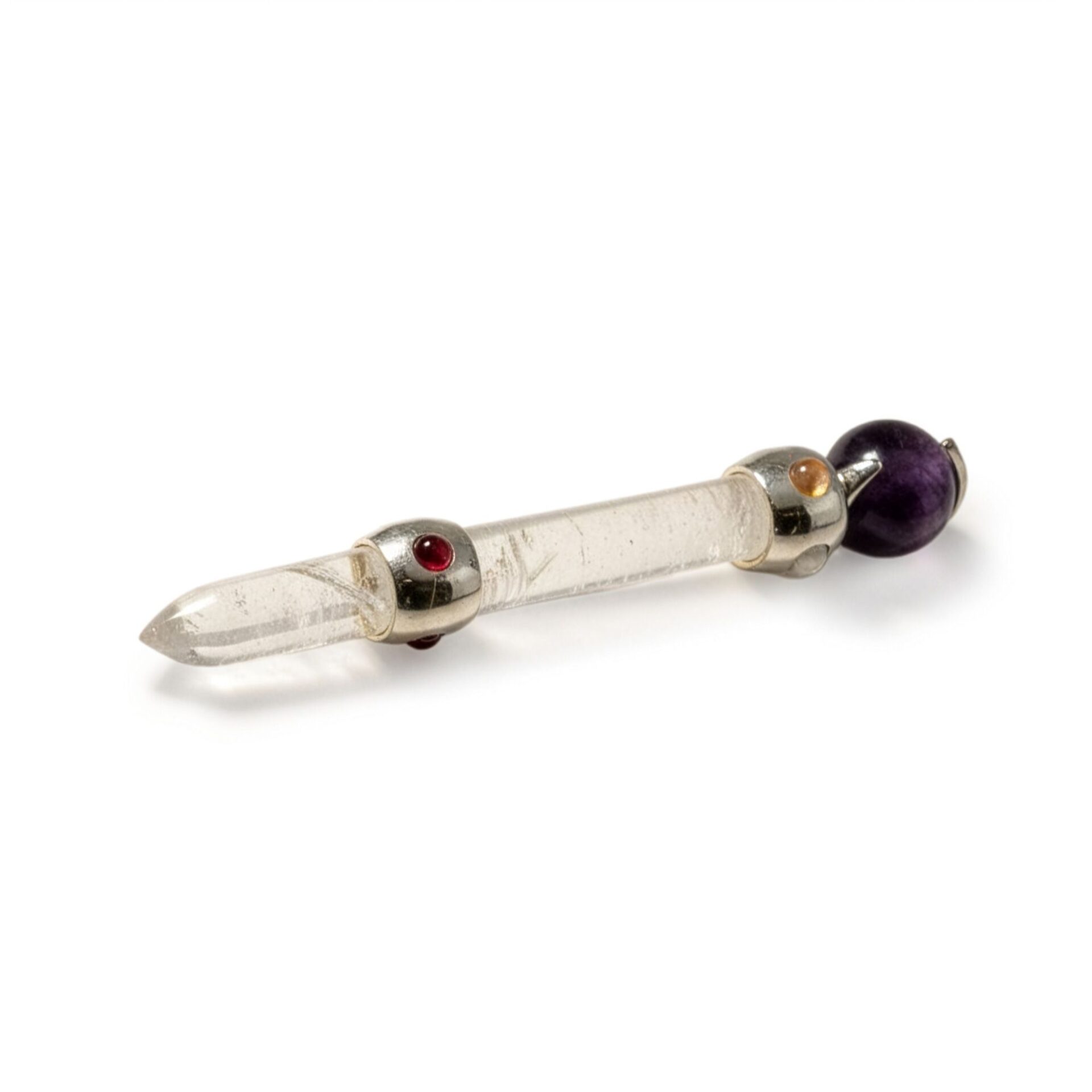 Celestial Prism Wand - Amethyst Moving Crystal Sphere Quartz Stem - 12cm - Image 6