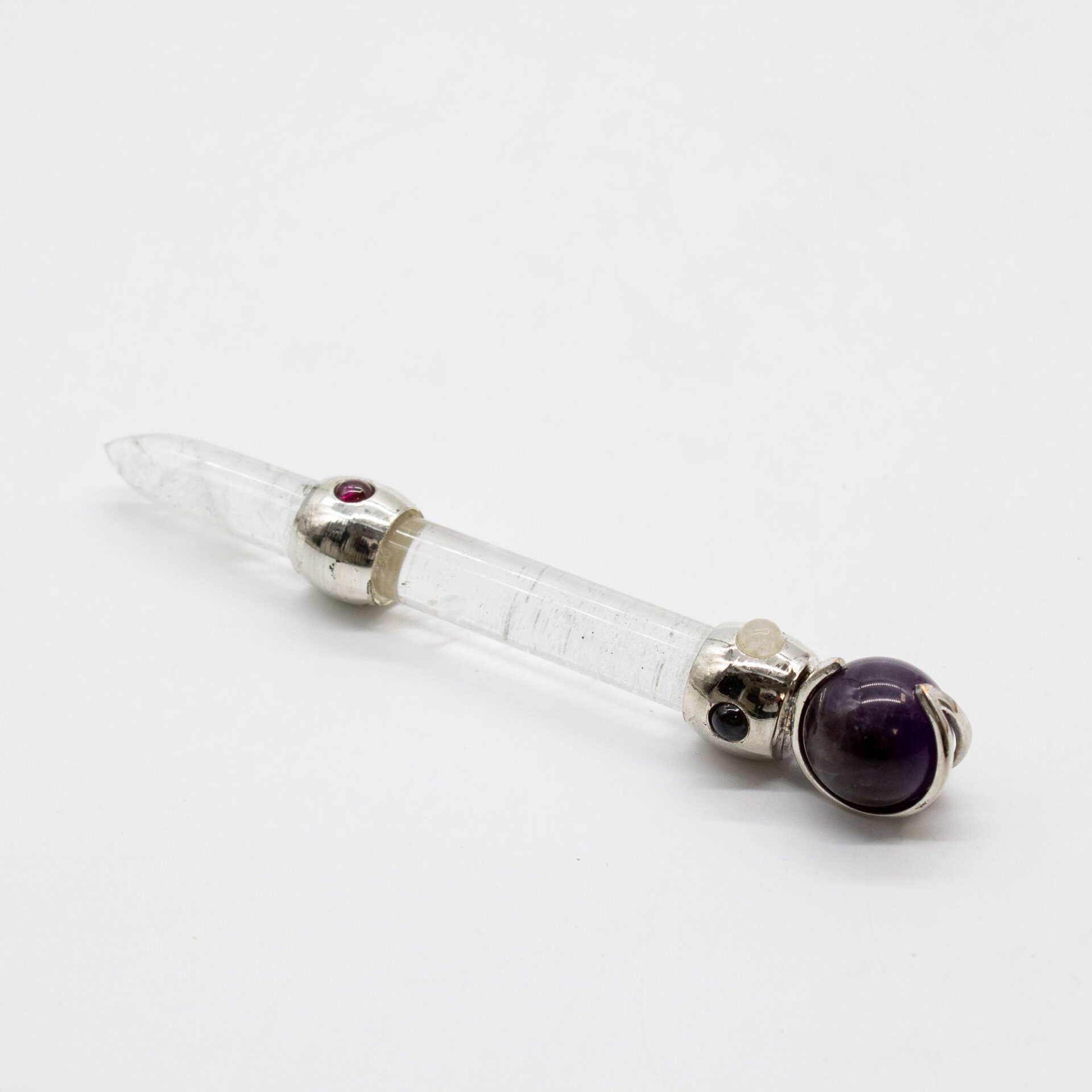 Celestial Prism Wand - Amethyst Moving Crystal Sphere Quartz Stem - 12cm - Image 2