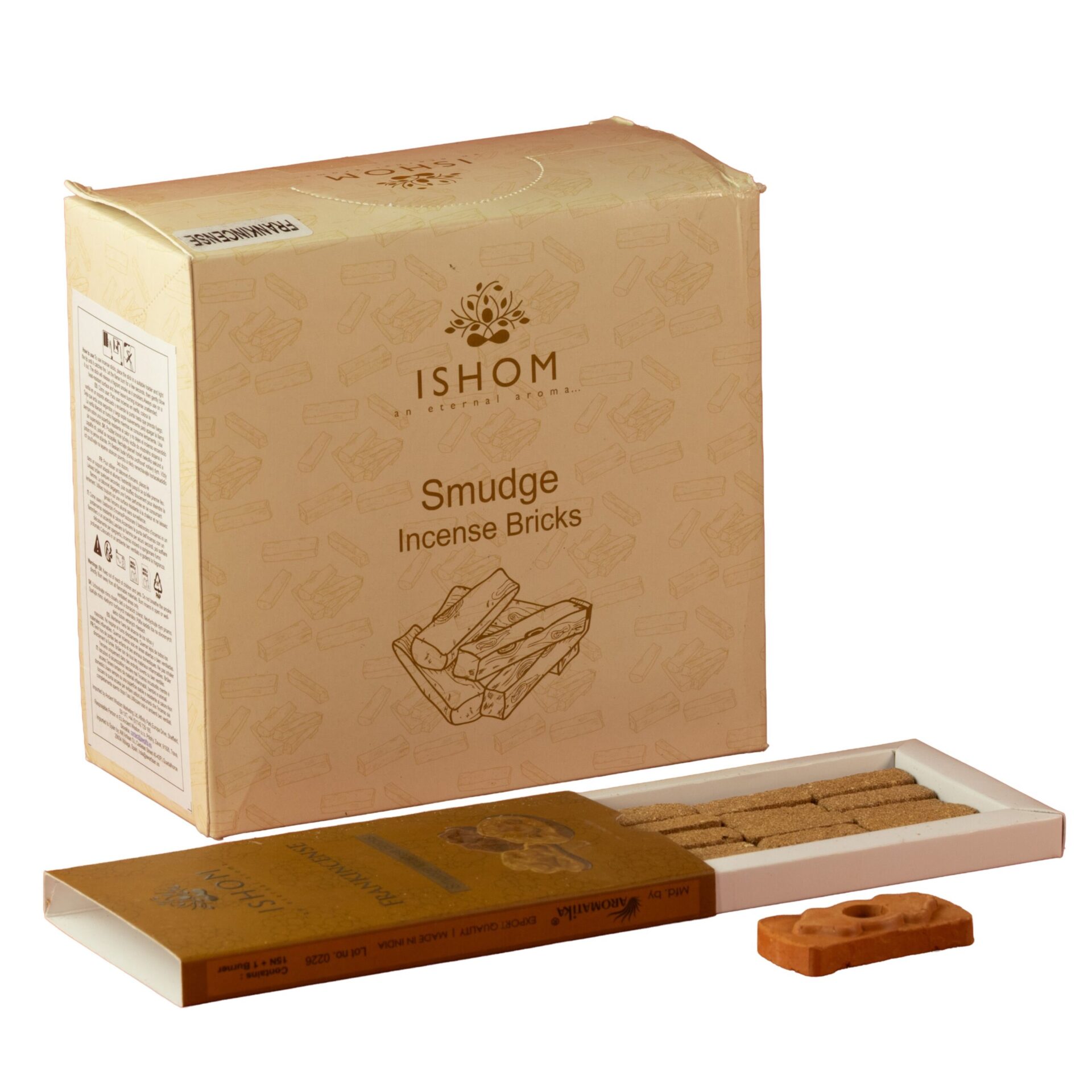 Pack of 15 Natural Incense Smudge Bricks and Burner - Frankincense - Image 2