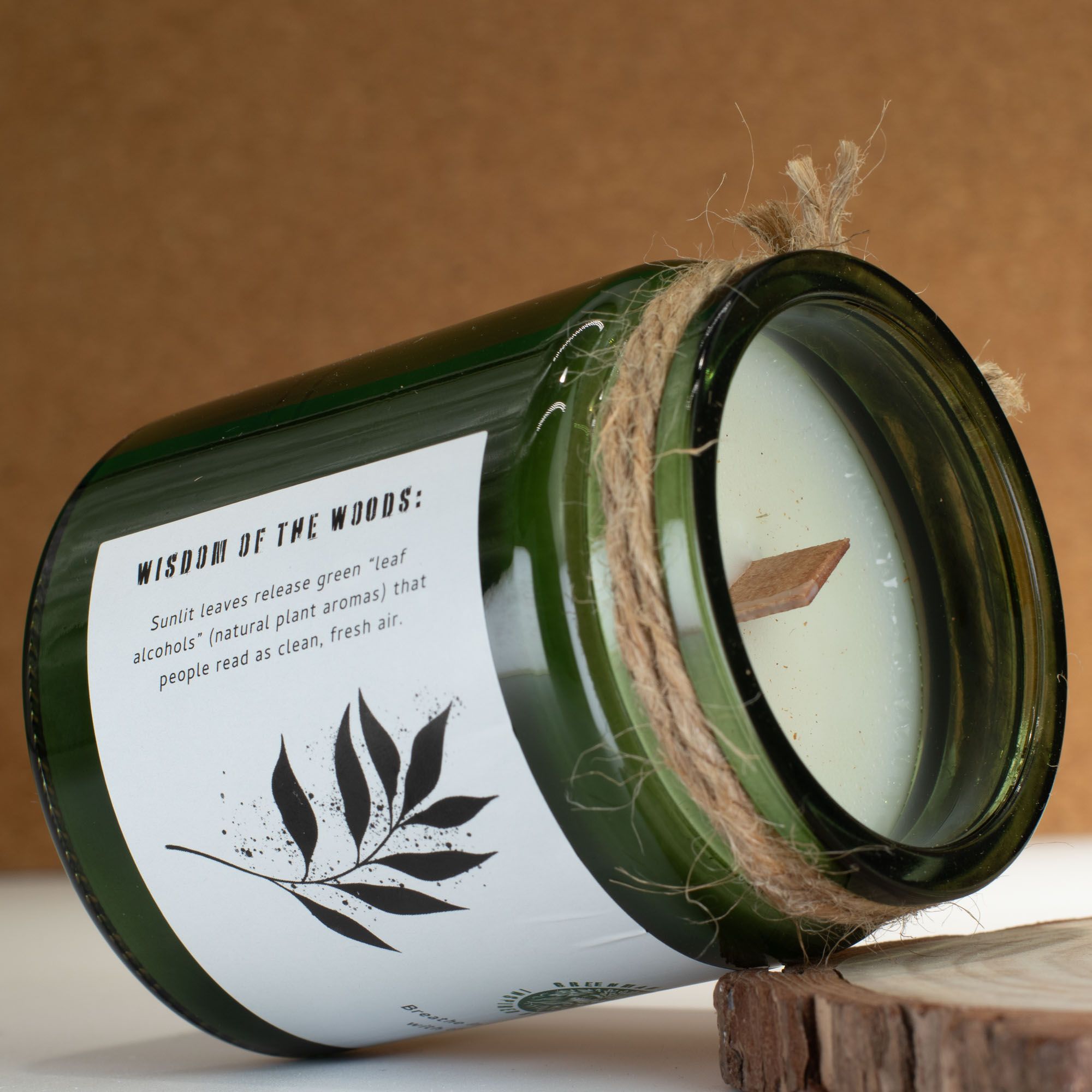 Greenman Woodwick Soy Candle - Leaves & Linen - Image 4