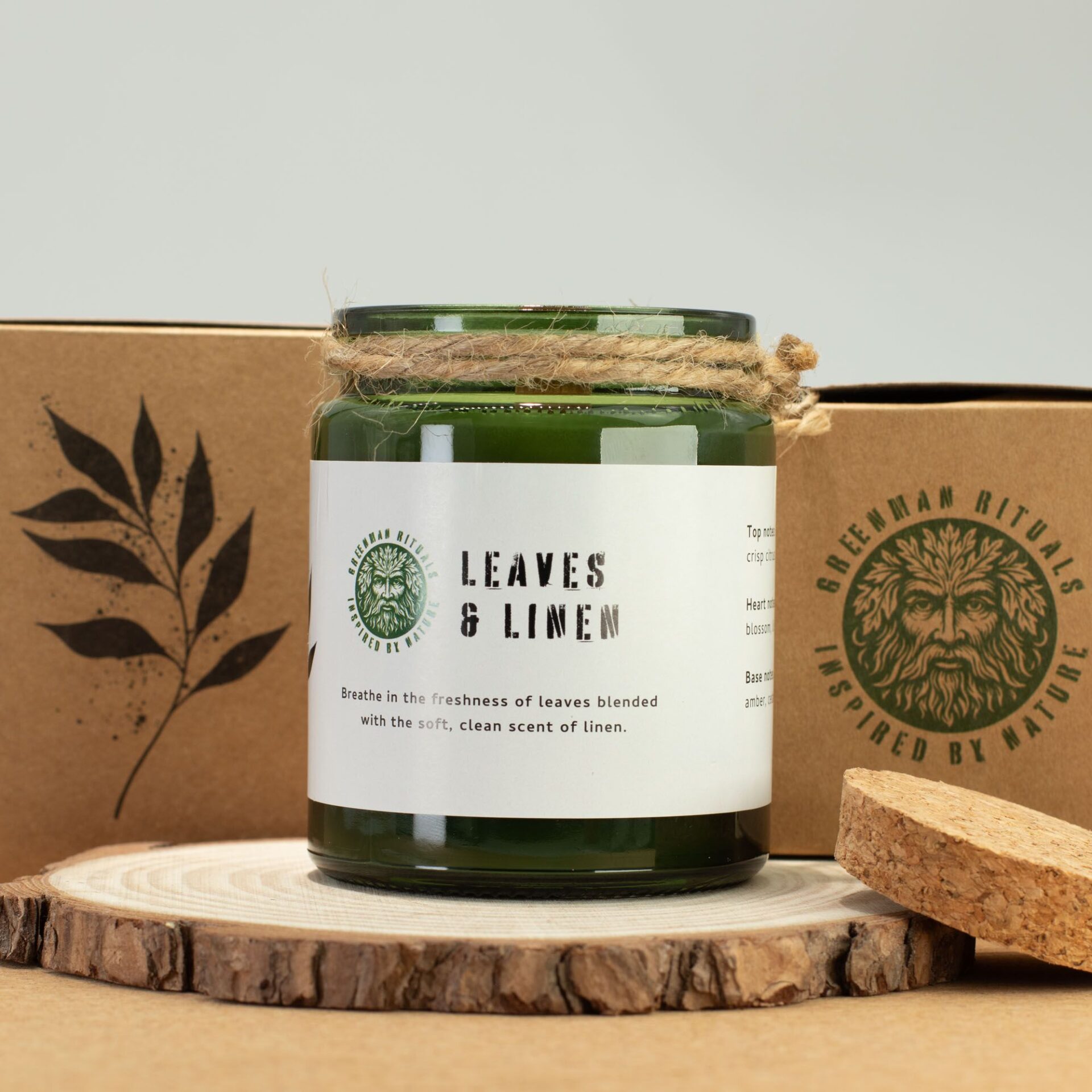 Greenman Woodwick Soy Candle - Leaves & Linen - Image 5