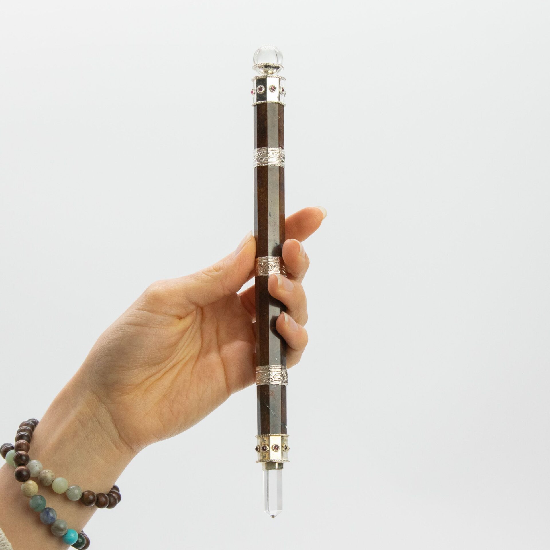 Bloodroot Soverign Wand -Extra Long Fancy Jasper Magic- Crystal Ball top - 26cm - Image 4
