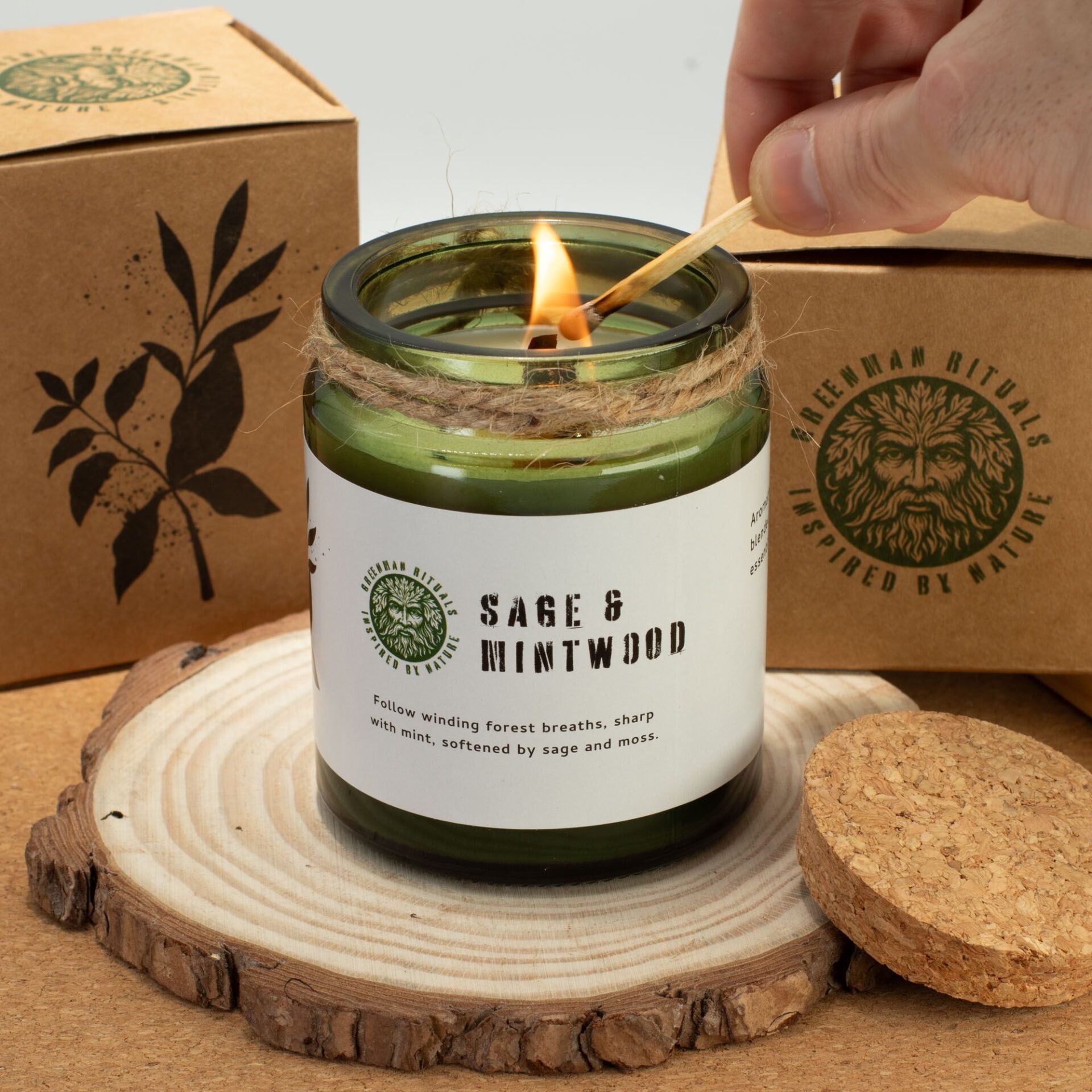 Greenman Woodwick Soy Candle - Midnight Rose - Image 6