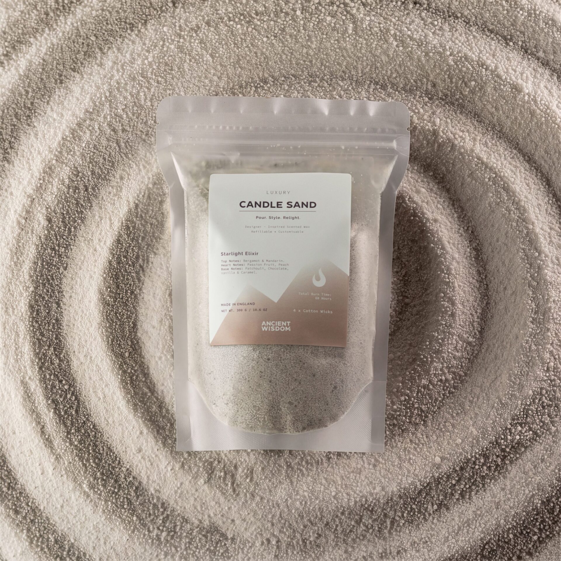 Fragranced Candle Sand - White - Starlight Elixir - 300g - Image 2