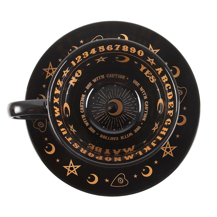 Black Talking Board Teacup and Saucer - Image 4